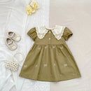 Vestido Infantil Princesa Floral com Bordado – Algodão, 1 a 6 Anos – Modelo Europeu