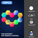 Lâmpada de Parede Hexagonal Inteligente RGB – Luz Noturna Ambiente com Ritmo Musical e Controle por App