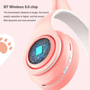 Fones de Ouvido VAKIND – Sem Fio Bluetooth com Luz LED em Formato de Orelhas de Gato, Microfone e Controle, Over-Ear para Crianças e Adolescentes