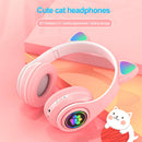 Fones de Ouvido VAKIND – Sem Fio Bluetooth com Luz LED em Formato de Orelhas de Gato, Microfone e Controle, Over-Ear para Crianças e Adolescentes