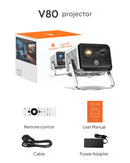 VEVSHAO V80 Projetor 4K – Full HD 1080P, 2200 Lúmens, Android 11, WiFi 6, Home Theater com Suporte Base