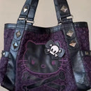 Bolsa Feminina MINISO Sanrio Hello Kitty – Vintage Roxa Y2K, Estilo Gótico Multifuncional
