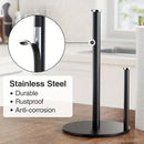 Paper Towel Holder Black, Premium Stainless Steel Kitchen Roll Dispenser, Countertop Roll Organizer with Weighted Base
