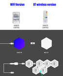 Lâmpada de Parede Hexagonal Inteligente RGB – Luz Noturna Ambiente com Ritmo Musical e Controle por App