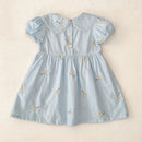 Vestido Infantil Princesa Floral com Bordado – Algodão, 1 a 6 Anos – Modelo Europeu