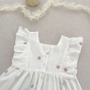 Vestido Infantil Princesa Floral com Bordado – Algodão, 1 a 6 Anos – Modelo Europeu
