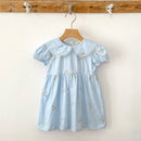 Vestido Infantil Princesa Floral com Bordado – Algodão, 1 a 6 Anos – Modelo Europeu