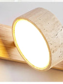 Luminária de Parede LED de Pedra Calcária Natural | Espelho de Vaidade Dupla Face Rotativo | Aplique Decorativo para Quarto e Banheiro