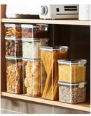 Caixa de Armazenamento de Alimentos Selada | Pote de Plástico com Tampa para Cereais, Doces e Grãos | Organizador de Cozinha e Geladeira