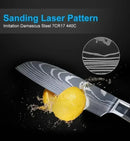 Faca de Cozinha Laser Damascus InLeung | Cutelo, Chef, Carne, Frutas e Pão | Faca Multifuncional para Barbecue e Preparos Domésticos