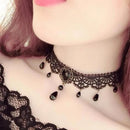 Gargantilha Gótica Feminina com Cristal e Renda – Colar Vintage Vitoriano Steampunk