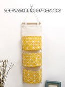 Bolsa de Armazenamento de Parede com 3 Bolsos | Organizador de Algodão e Linho para Casa, Quarto, Sala e Cozinha
