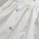 Vestido Infantil Princesa Floral com Bordado – Algodão, 1 a 6 Anos – Modelo Europeu