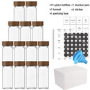 Conjunto de 13 Frascos de Especiarias de Vidro TCJJ | Potes de 4oz com Tampas de Bambu | Organizador de Temperos e Especiarias