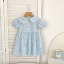 Vestido Infantil Princesa Floral com Bordado – Algodão, 1 a 6 Anos – Modelo Europeu