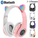 Fones de Ouvido VAKIND – Sem Fio Bluetooth com Luz LED em Formato de Orelhas de Gato, Microfone e Controle, Over-Ear para Crianças e Adolescentes