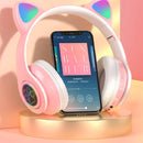 Fones de Ouvido VAKIND – Sem Fio Bluetooth com Luz LED em Formato de Orelhas de Gato, Microfone e Controle, Over-Ear para Crianças e Adolescentes