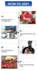 Circulador de Imersão Sous Vide Wancle 1100W | Cozimento Preciso com Tela LCD Touch | À Prova d’Água IPX7 | Controle Digital para Frango, Carne, Peixe e Vegetais