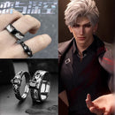 Anel Casal Cosplay Love and Deepspace Sylus – Pedra Preta Ajustável