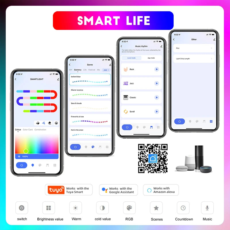 TUYA LED Strip Lights WS2812 RGBIC – Tira de LED Endereçável com Efeito Perseguidor, Wi-Fi, USB 5V, Smartlife Dreamcolor