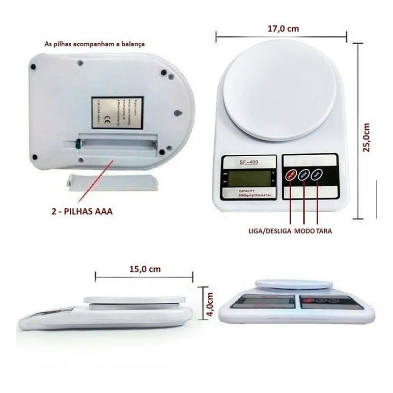 Balança Digital de Cozinha de Alta Precisão 10 kg | Display LCD e Desligamento Automático