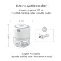 Mini Picador de Alho e Vegetais Elétrico KEMORELA | Moedor de Carne, Triturador de Alho e Gengibre USB | Ferramenta de Cozinha Compacta