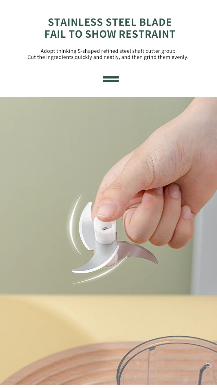 Mini Picador de Alho e Vegetais Elétrico KEMORELA | Moedor de Carne, Triturador de Alho e Gengibre USB | Ferramenta de Cozinha Compacta