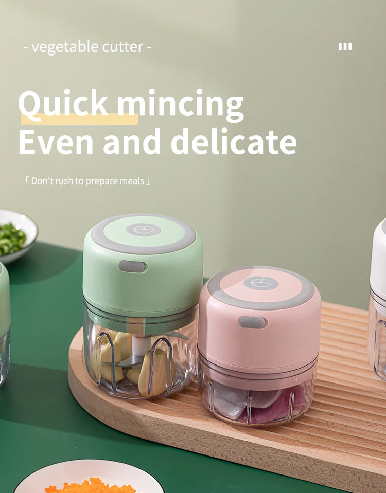 Mini Picador de Alho e Vegetais Elétrico KEMORELA | Moedor de Carne, Triturador de Alho e Gengibre USB | Ferramenta de Cozinha Compacta