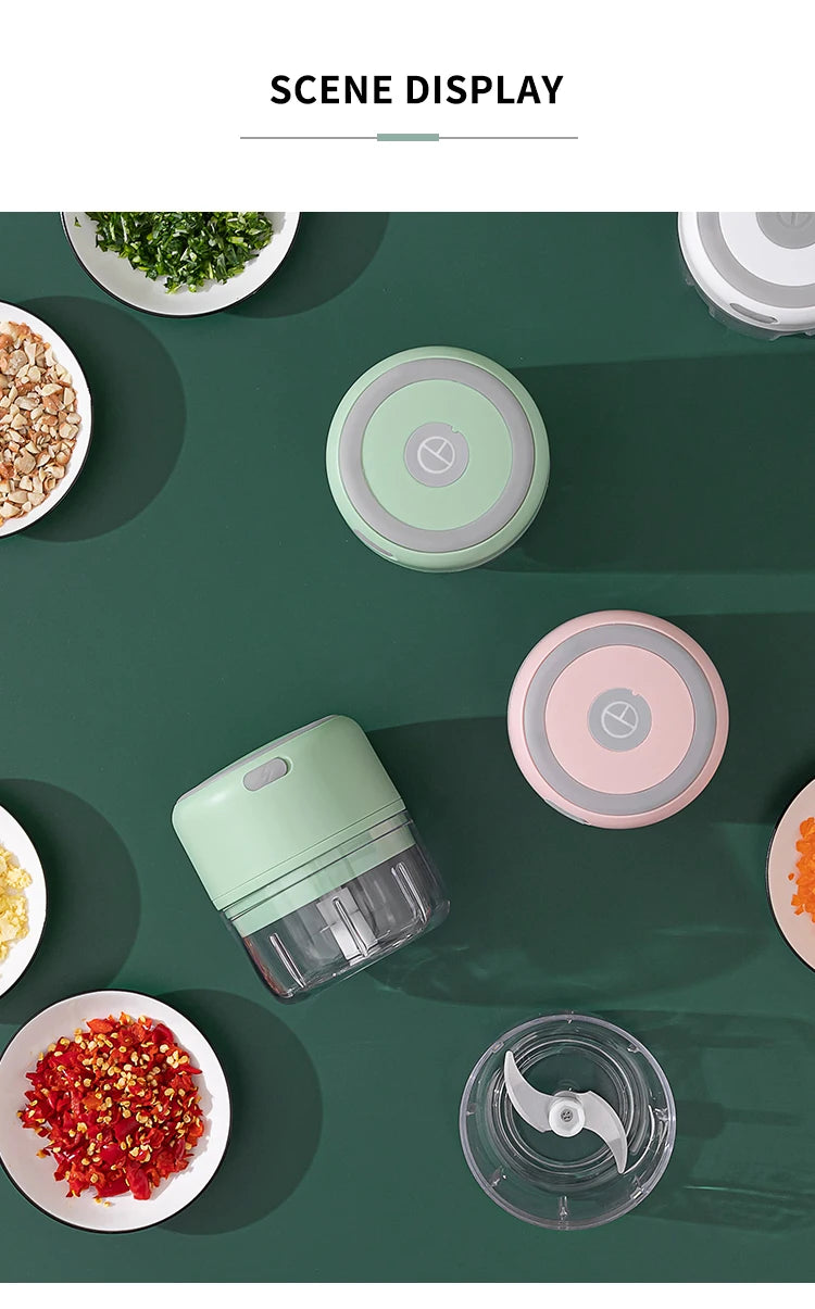 Mini Picador de Alho e Vegetais Elétrico KEMORELA | Moedor de Carne, Triturador de Alho e Gengibre USB | Ferramenta de Cozinha Compacta