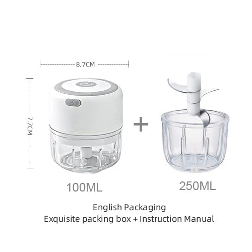 Mini Picador de Alho e Vegetais Elétrico KEMORELA | Moedor de Carne, Triturador de Alho e Gengibre USB | Ferramenta de Cozinha Compacta