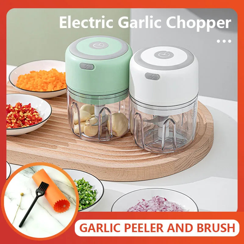 Mini Picador de Alho e Vegetais Elétrico KEMORELA | Moedor de Carne, Triturador de Alho e Gengibre USB | Ferramenta de Cozinha Compacta