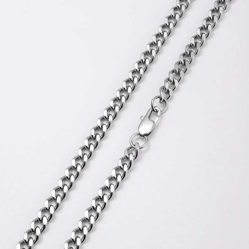 Colares Punk Básicos em Aço Inoxidável – Corrente Curb/Cuban 3, 5 e 7mm para Homens e Mulheres