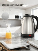 Chaleira Elétrica Inteligente 2L | Aço Inoxidável, Desligamento Automático e Base Rotativa 360°