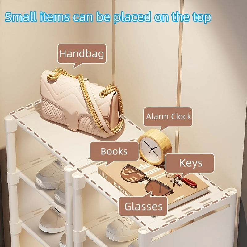 Organizador de Sapatos 6/8 Camadas | Sapateira Intercalar com Estrutura de Metal e Camadas de Tecido | Ideal para Entrada, Corredor ou Sala de Estar