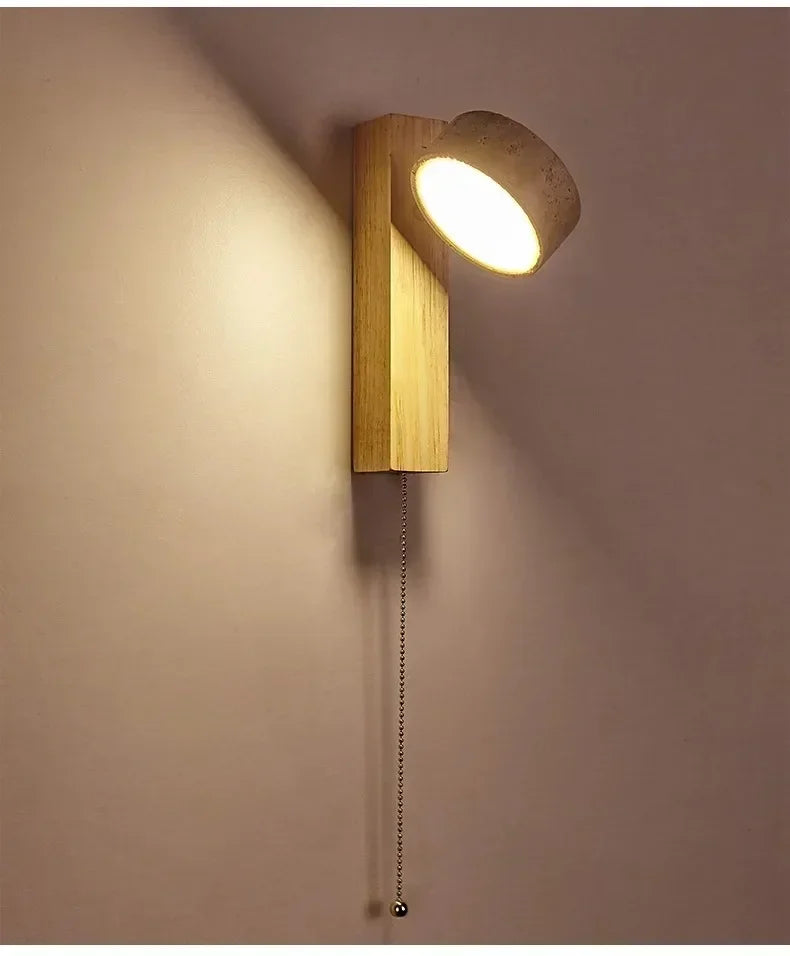 Luminária de Parede LED de Pedra Calcária Natural | Espelho de Vaidade Dupla Face Rotativo | Aplique Decorativo para Quarto e Banheiro