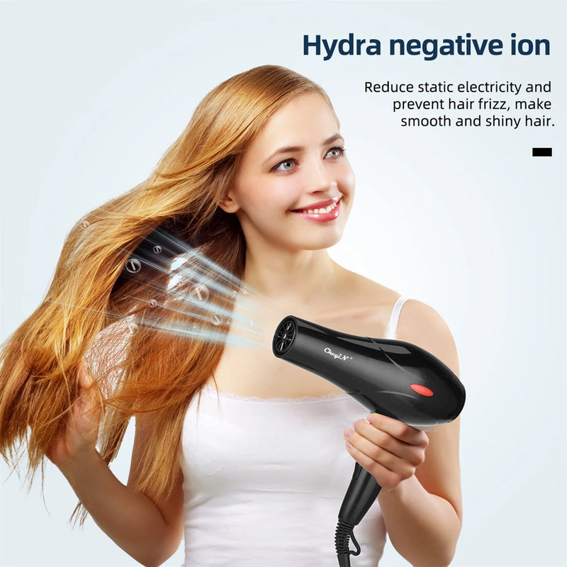 CkeyiN Secador de Cabelo Profissional 1600W – Íons Negativos, Uso Doméstico e Salão com Difusor e Concentrador