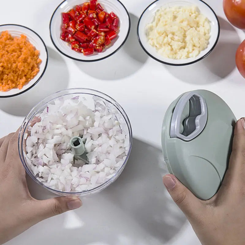 Triturador Manual de Gengibre e Alho para Cozinha | Cortador Multifuncional de Legumes e Moedor de Carne | Design Moderno e Minimalista