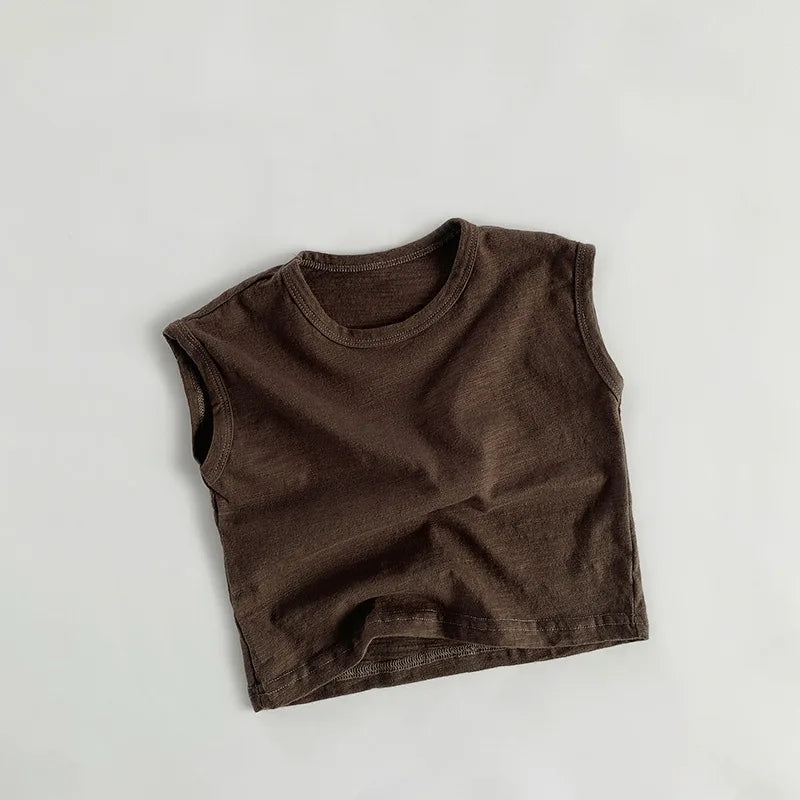 Camiseta Infantil Regata Listrada em Algodão – Estilo Casual Coreano para Verão (4 a 6 anos)