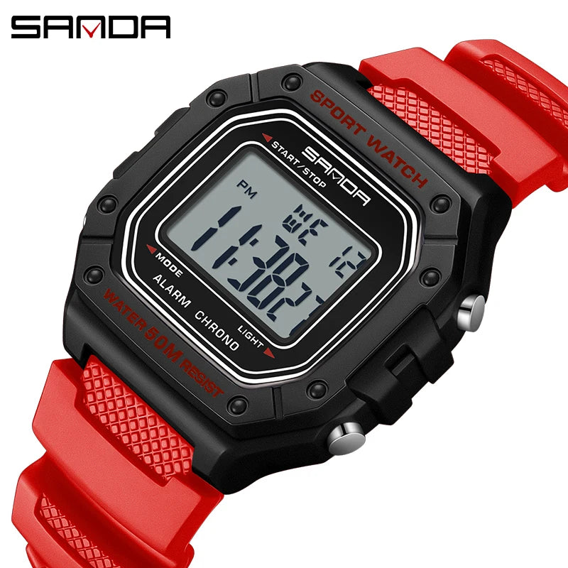 Relógio Masculino Esportivo SANDA 2156 – Digital Militar, à Prova d’Água, com LED e Cronômetro