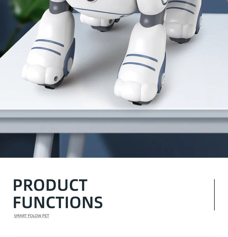 Robô Cachorro Inteligente com Controle Remoto – Brinquedo Eletrônico Programável para Crianças