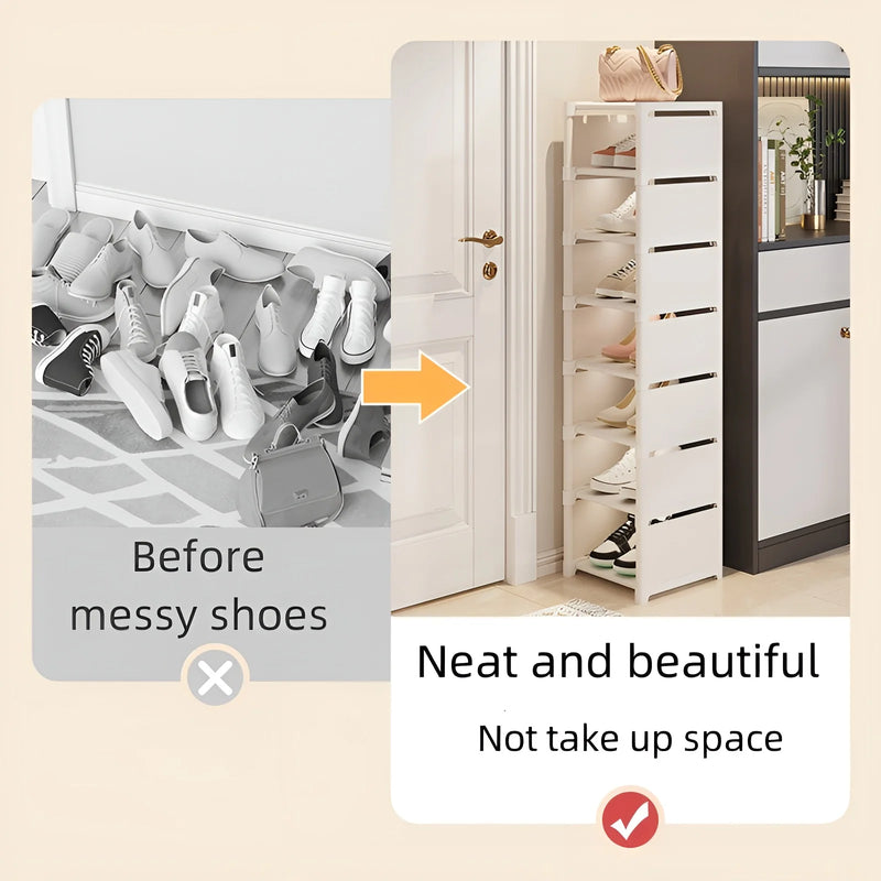 Organizador de Sapatos 6/8 Camadas | Sapateira Intercalar com Estrutura de Metal e Camadas de Tecido | Ideal para Entrada, Corredor ou Sala de Estar