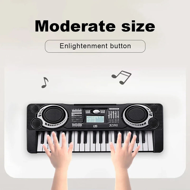 Piano Eletrônico Infantil 37 Teclas – Teclado Musical Portátil Educacional para Crianças