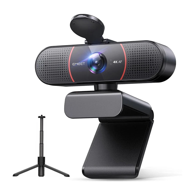 Webcam EMEET C960 4K – USB com Tripé, Autofoco e Microfone Integrado para Streaming e Videoconferências