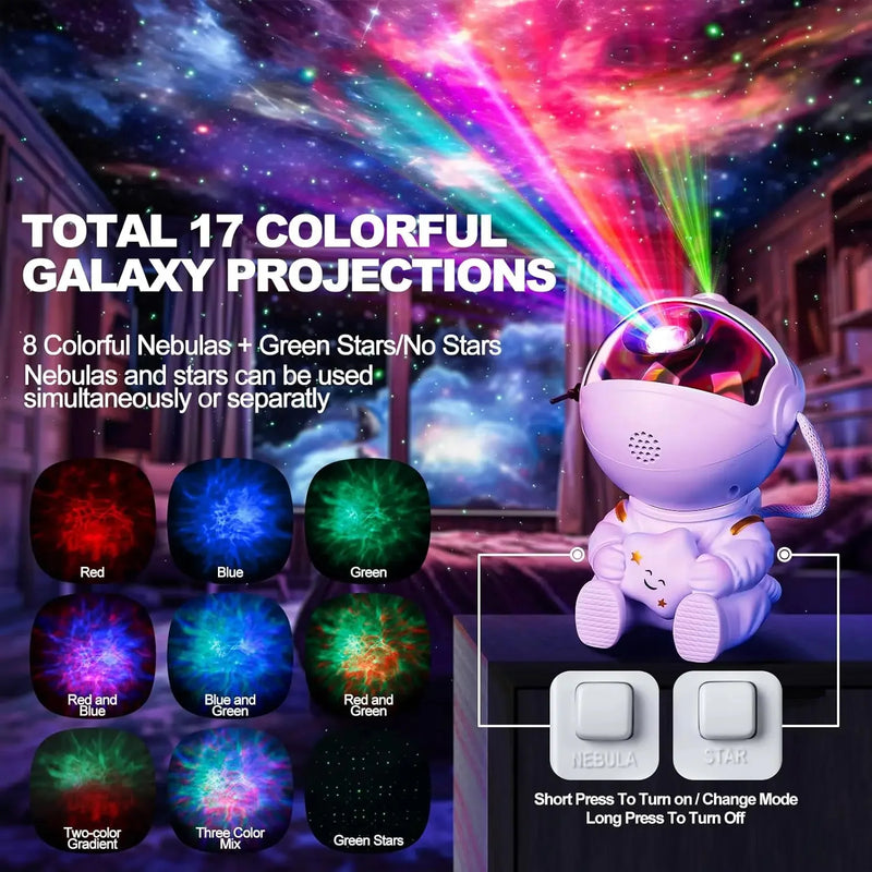 Projetor Astronauta Galaxy Starry Sky | Luz LED Noturna para Quarto e Sala de Jogos