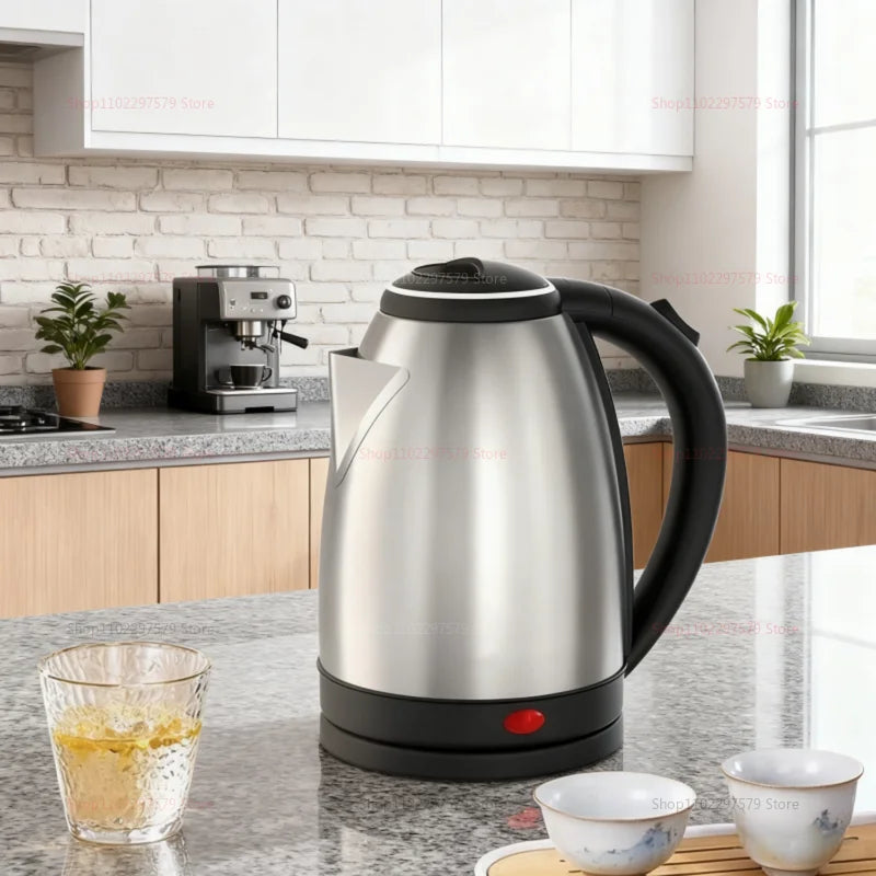 Chaleira Elétrica Inteligente 2L | Aço Inoxidável, Desligamento Automático e Base Rotativa 360°