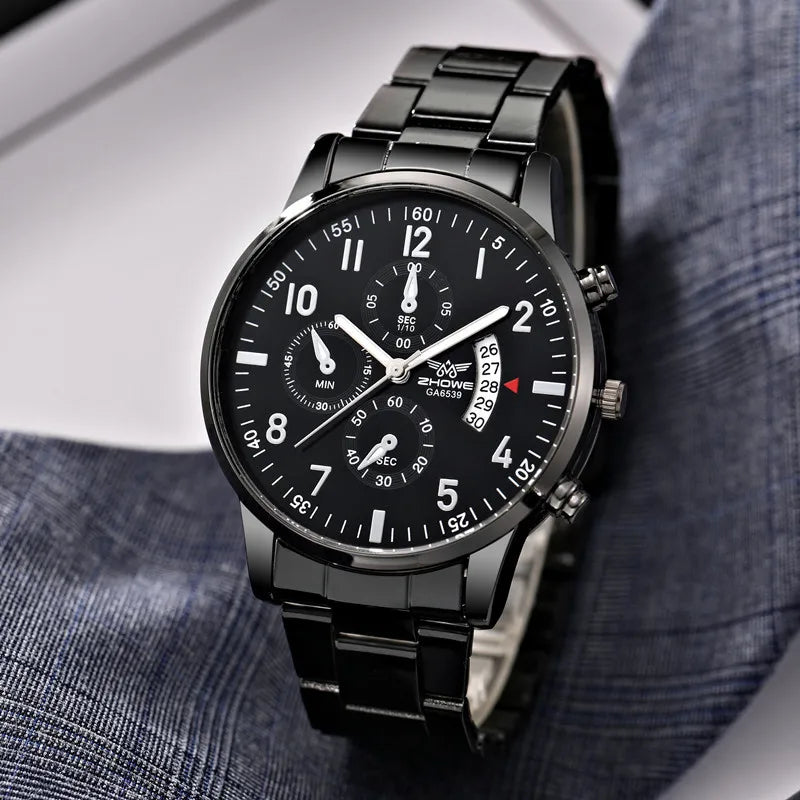 Relógio Masculino de Luxo YOLAKO – Pulseira de Aço com Calendário