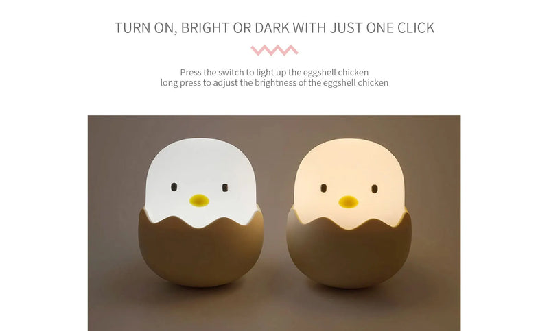 Luz Noturna Infantil em Silicone – Pato com Temporizador, Recarregável USB e Controle por Toque