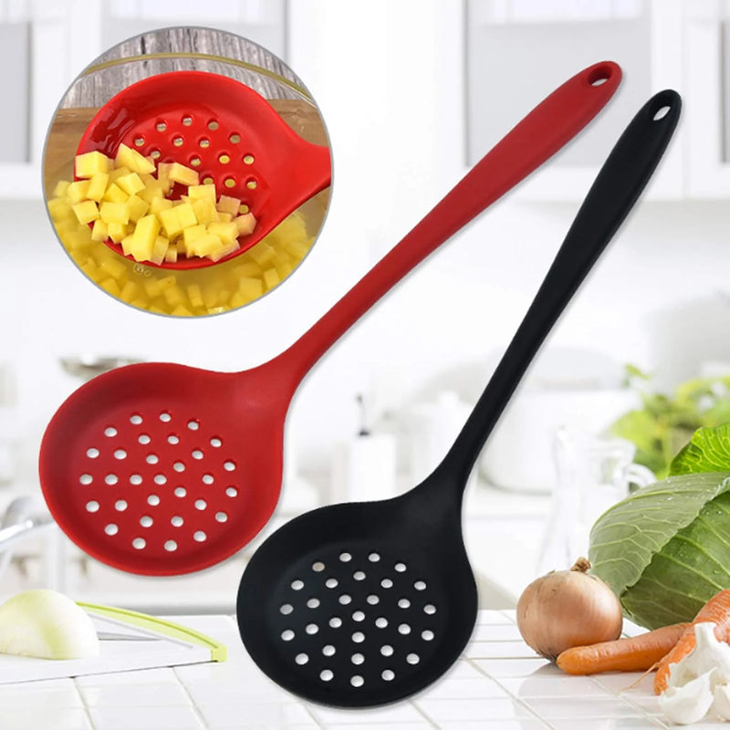 Colher Escumadeira de Silicone | Antiaderente, com Fendas, Resistente e Flexível para Cozinha