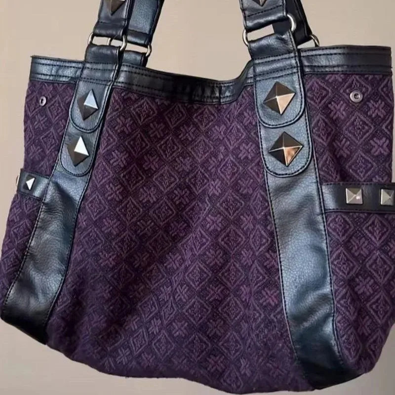 Bolsa Feminina MINISO Sanrio Hello Kitty – Vintage Roxa Y2K, Estilo Gótico Multifuncional