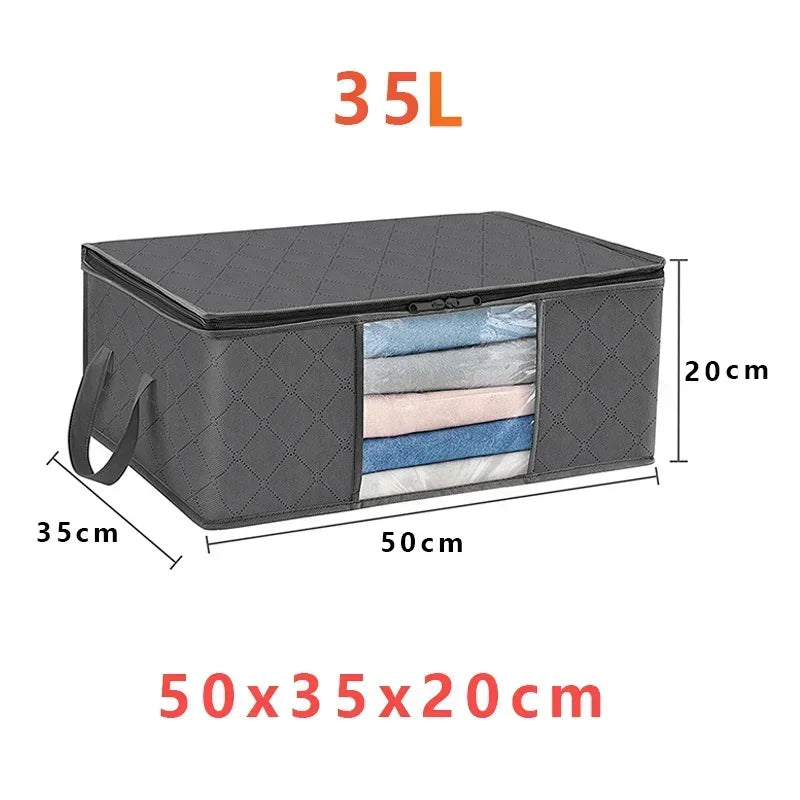 Saco de Armazenamento Dobrável de Grande Capacidade | Organizador de Roupas e Cobertores para Armário ou Quarto